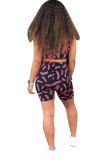 Black Fashion Sexy Patchwork Print pencil Two Pieces