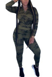 Red Fashion adult Ma'am Street Camouflage Two Piece Suits pencil Long Sleeve Two Pieces