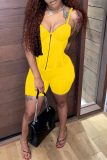 Black Sexy Solid Patchwork Spaghetti Strap Sleeveless Two Pieces