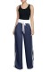 Royal blue Casual Fashion Patchwork Flat Wide Leg Pants Midweight Pants