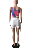 White Sportswear Solid Tie-dye U Neck Two Pieces