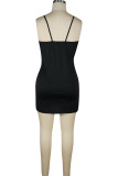 Green Sexy adult Fashion Spaghetti Strap Long Sleeves Slip Step Skirt Mini Patchwork Sequin Clu
