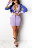 Green Fashion Sexy Patchwork Hollowed Out O Neck Long Sleeve Two Pieces