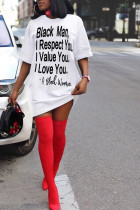 White England Black Shirt sleeves Short Sleeves O neck Step Skirt Knee-Length Print Character Dresses