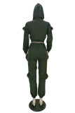 Pink Sexy Solid Patchwork Zipper Collar Long Sleeve Two Pieces