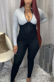 Blue Sexy Solid O Neck Regular Jumpsuits