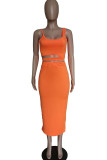 Black Fashion Celebrities Solid Two Piece Suits pencil Sleeveless Two Pieces