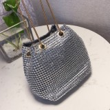 Silver Fashion Chain Strap Rhinestone Crossbody Bag