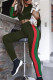 Army Green Casual Sportswear Patchwork Basic Hooded Collar Long Sleeve Two Pieces