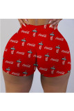 Blue Milk Silk Elastic Fly Mid Print Skinny shorts Bottoms