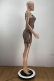 Red Sexy Solid Hollowed Out U Neck Pencil Skirt Dresses