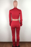 Yellow OL Solid Draped crop top Boot Cut Long Sleeve Two Pieces