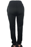 Black Elastic Fly Mid Solid Harlan pants Pants Bottoms