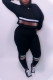 Black Casual Solid Sequins Patchwork O Neck Long Sleeve Two Pieces