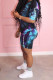 Green Fashion Sexy adult Patchwork Print Two Piece Suits Straight Short Sleeve Two Pieces