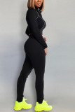 White Fashion Casual Adult Solid Patchwork O Neck Long Sleeve Regular Sleeve Short Two Pieces
