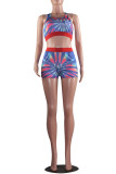 Green Fashion Casual adult Ma'am Patchwork Print Two Piece Suits Straight Sleeveless Two Pieces