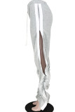Black Elastic Fly Mid Solid Draped Loose Pants Pants