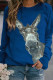 Blue Casual Street Spandex Knitting Print Pullovers Basic O Neck Tops