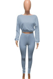 Black Active Europe and America Street Solid Skinny Long Sleeve Two Pieces