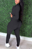Red Fashion Sexy Adult Patchwork Solid Patchwork Turndown Collar Long Sleeve Regular Sleeve Regular Two Pieces