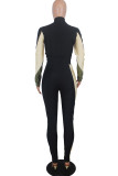Green Active Europe and America Patchwork Solid pencil Long Sleeve Two Pieces
