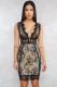 Black Casual Sexy Fashion Tank Sleeveless V Neck Step Skirt Knee-Length Solid Patchwork lace Cl