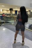 Black Street Cap Sleeve Long Sleeves O neck Step Skirt skirt Character Club Dresses