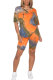 Orange Fashion Sexy adult Patchwork Print Tie Dye Two Piece Suits Straight Short Sleeve Two Pieces