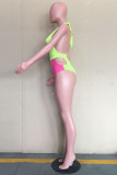 Multicolor Fashion Sexy Patchwork Hollowed Out Backless Swimwears