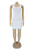 Purple Sexy Casual Letter Hot Drill U Neck Vest Dress