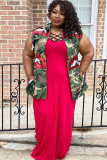 Green Denim Street Fashion Ma'am adult Turndown Collar Sequin Camouflage Sequined Pattern Plus Size overc
