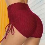 Blue Sexy Solid Patchwork Draw String Straight Bottoms