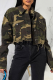 Camouflage Casual Camouflage Print Patchwork Turndown Collar Outerwear