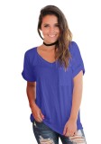 Red Fashion Casual Regular V-Neck Short Solid Slim Tees & T-shirts