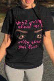 Grey Fashion Casual Print Basic O Neck T-Shirts