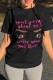 Black Fashion Casual Print Basic O Neck T-Shirts