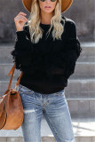 Black Fashion Casual Tassel Long Sleeve Sweater