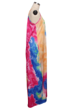 Multicolor Sexy Patchwork Tie-dye Spaghetti Strap Printed Dress Dresses