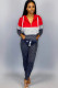 Red knit Sexy Solid Patchwork Two Piece Suits Straight Long Sleeve Two-piece Pants Set
