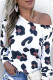 White One Shoulder Collar Long Sleeve Leopard Slim fit Tops