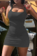 Black Sexy Solid Patchwork Square Collar Pencil Skirt Dresses