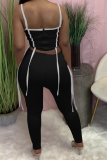 Grey Sexy Solid Patchwork Spaghetti Strap Sleeveless Two Pieces