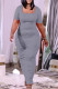 Grey Sexy Solid Fold Square Collar Straight Dresses