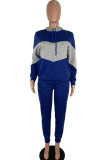 Black Casual Patchwork Two Piece Suits Solid Straight Long Sleeve