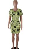 White Fashion Casual Cap Sleeve Short Sleeves O neck Straight Mini Letter asymmetrical Character