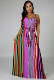 Red Chemical fiber blend Fashion adult Sexy Off The Shoulder Sleeveless Slip Swagger Ankle-Length backle