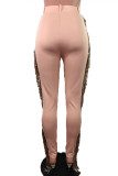 Wine Red Street Solid Tassel Regular Bottoms