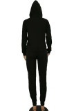 Black Celebrities Embroidery Patchwork Two Piece Suits Letter pencil Long Sleeve Two-piece Pant