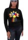 Black Fashion Casual Regular O-Neck Full Patchwork Slim Tees & T-shirts